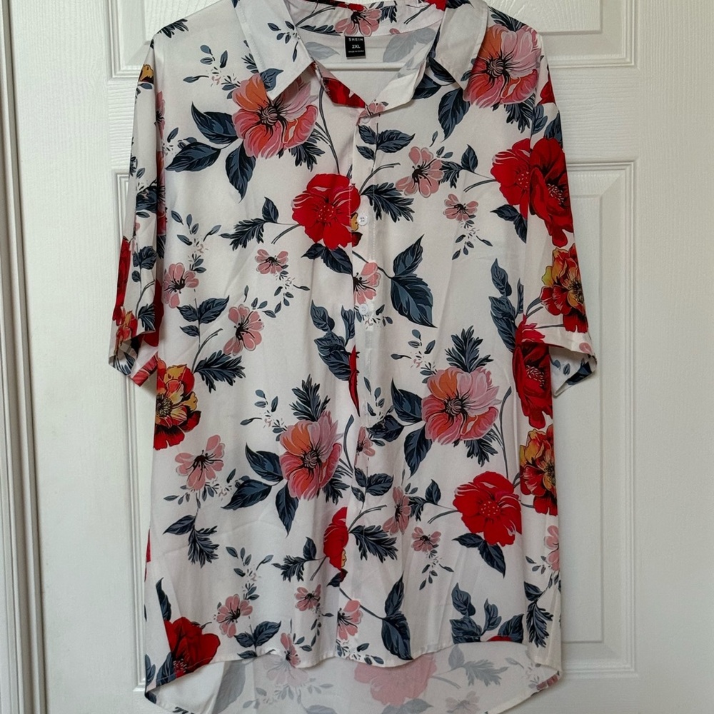 Men’s Floral Button-Up shirt -‎ floral XXL